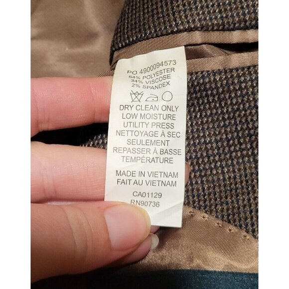Ralph Lauren Mens Two Button Brown Blazer Poly‎ Blend Sport Coat Jacket Size 43R - Picture 6 of 6